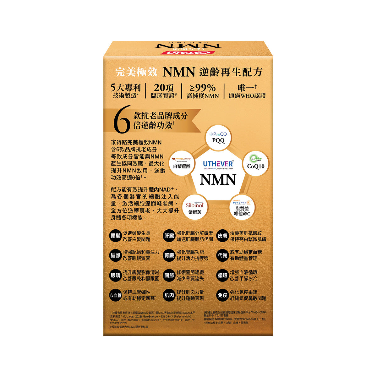 CATALO家得路完美極效NMN逆齡30粒,含Uthever™ NMN及白藜蘆醇,逆齡抗老,提升活力,改善睡眠,增強免疫力,美肌抗皺。